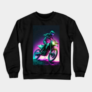 Cyber Future Dirt Bike With Neon Colors Crewneck Sweatshirt